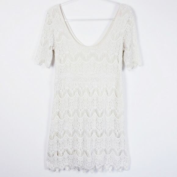 Pins and Needles Urban Out fitters Ivory Lace Short Sleeve Party Dress Size L - Picture 11 of 11